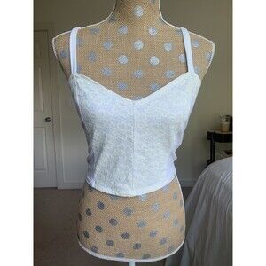 Y2K Hollister Juniors  Lace Tank Top White Ivory Preppy 2000 Dainty Coquette Med